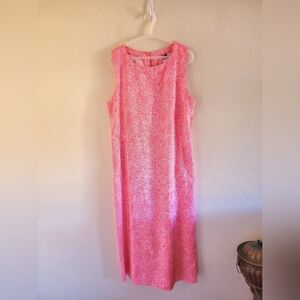 Rip Skirt Elegant Pink Sleeveless Midi Dress. Sz.L. Resort Wear Scandi Girl.